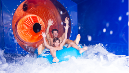 Family at water park