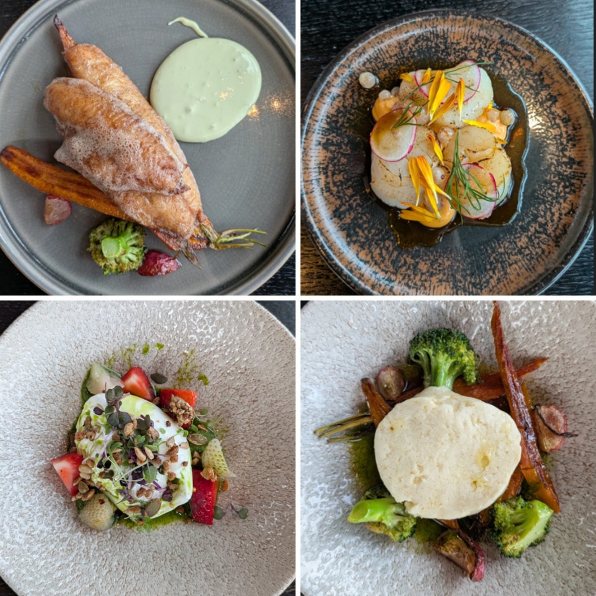 Four food dishes