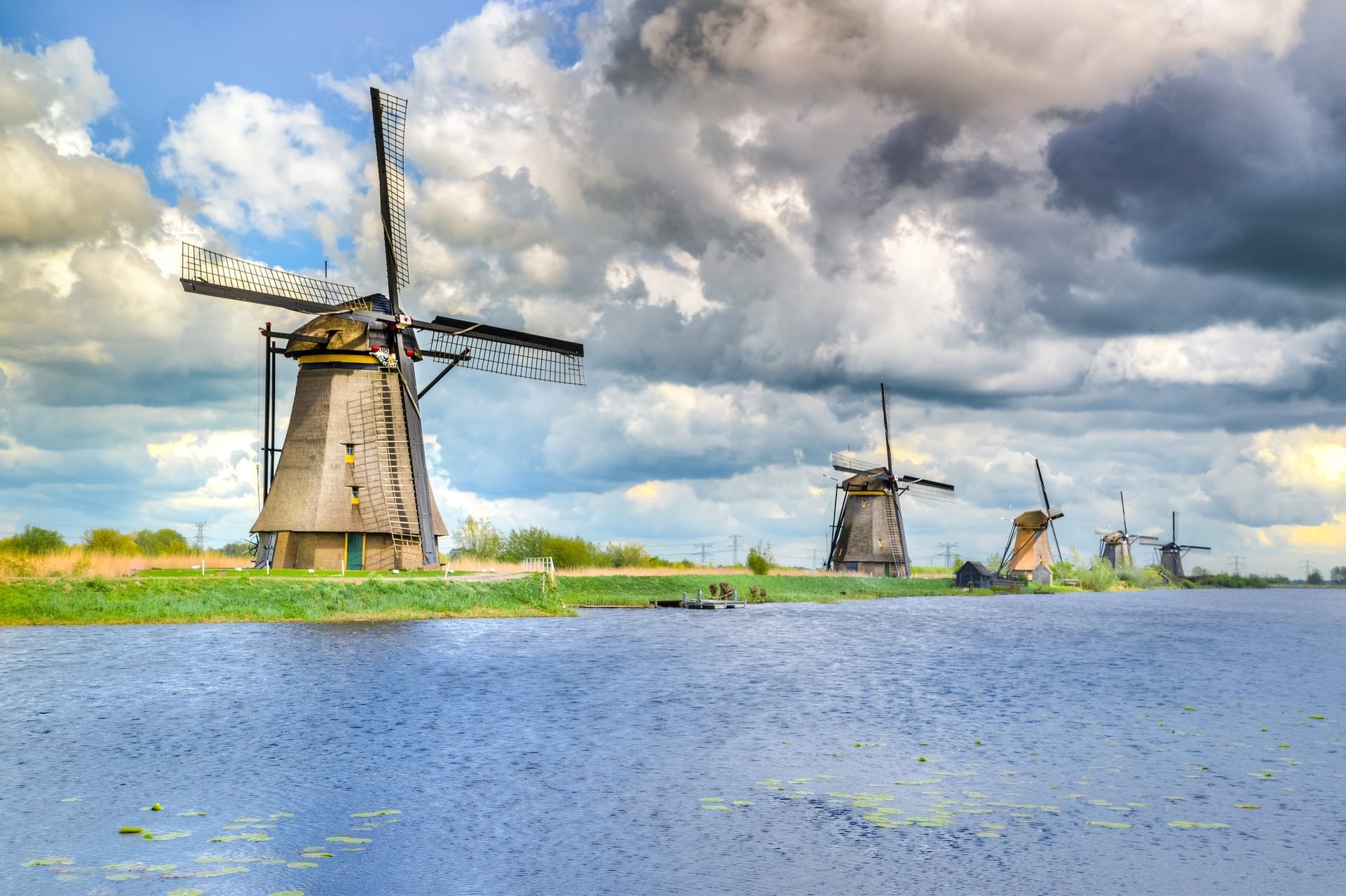 Windmills in Kinderdiik, The Netherlands